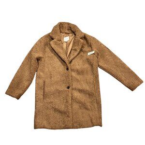 Daily Ritual Oversized Teddy Coat, NWT, Tan, XS